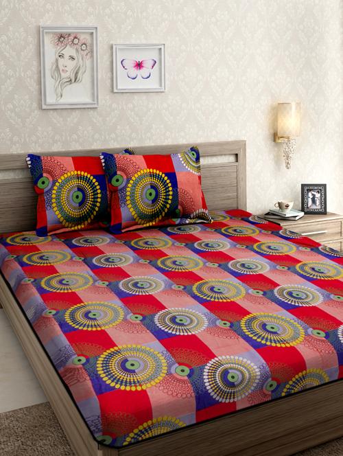 geometric printed double bedsheet with 2 pillow covers - 19850229 - Very Small Image - 1