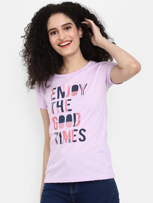 women's front print round neck t-shirt - 19850286 - Very Small Image - 1