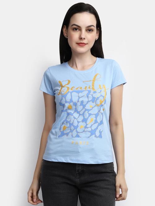 women's front print round neck t-shirt - 19850330 - Very Small Image - 1