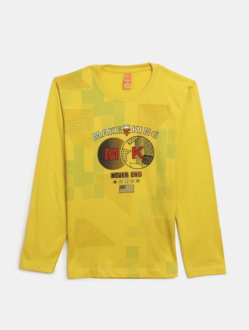 yellow printed round neck t-shirt - 19850360 - Very Small Image - 1