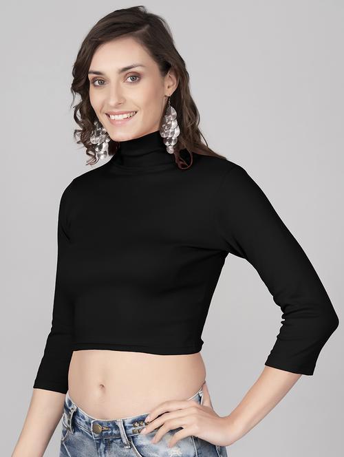 women's crop high neck top - 19850560 - Very Small Image - 1