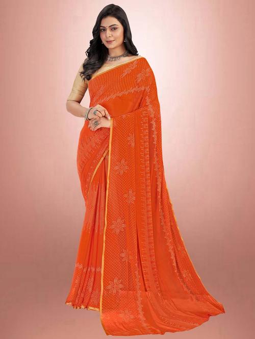 self design printed saree with blouse - 19854181 - Very Small Image - 1