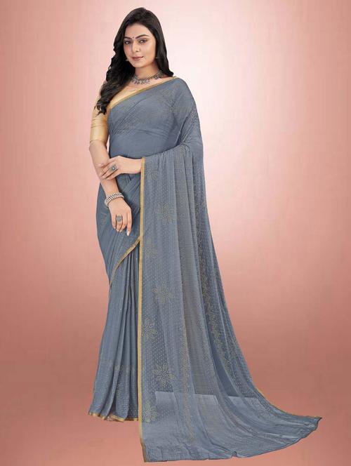 women's embellished saree with blouse - 19854198 - Very Small Image - 1