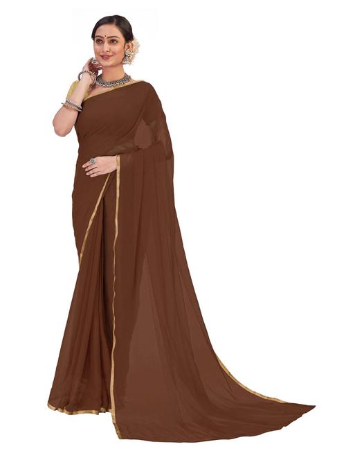 women's self design brown colored saree - 19854263 - Very Small Image - 1