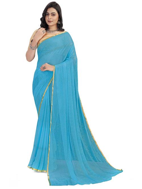 women's self design light blue colored saree - 19855513 - Very Small Image - 1