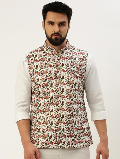 white cotton nehru jacket - 19855908 - Very Small Image - 1