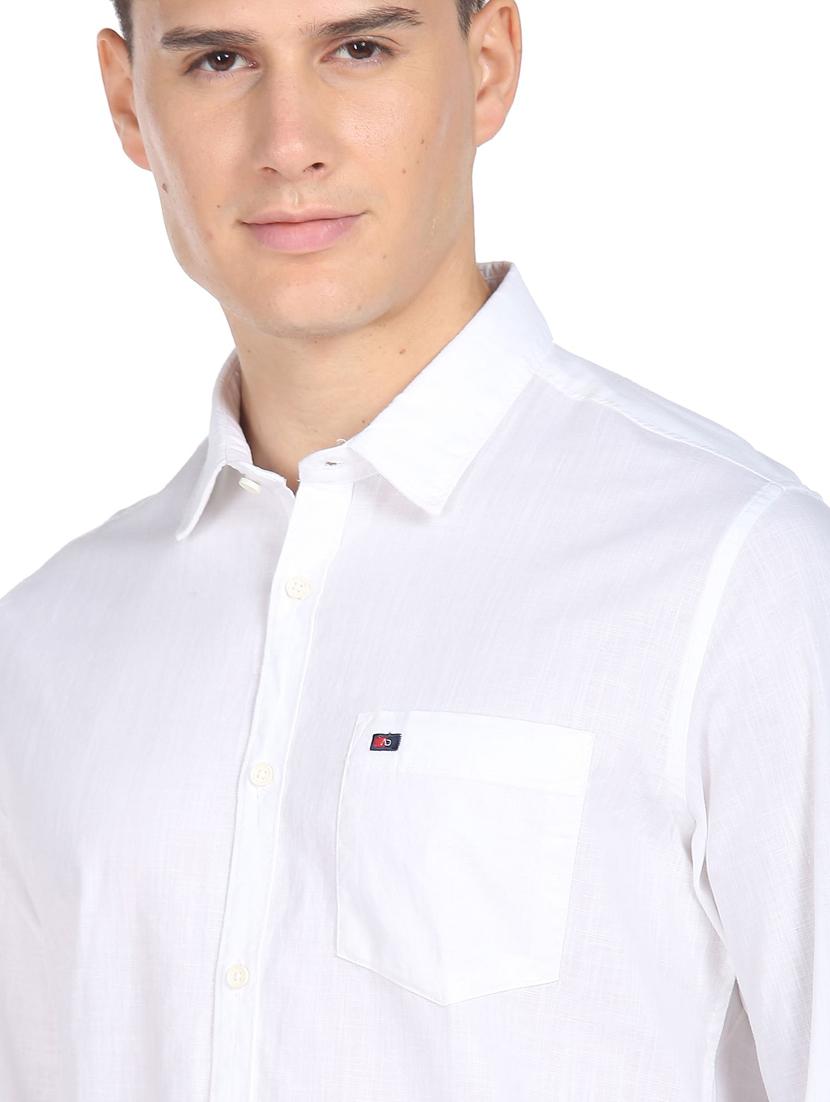 mens white regular fit solid casual shirt - 19856254 - Standard Image - 5