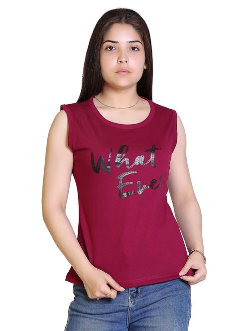 women's chest print round neck t-shirt - 19859845 - Very Small Image - 1
