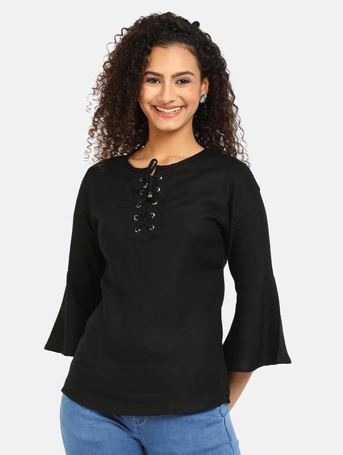 tie up neck solid straight top - 19860622 - Very Small Image - 1