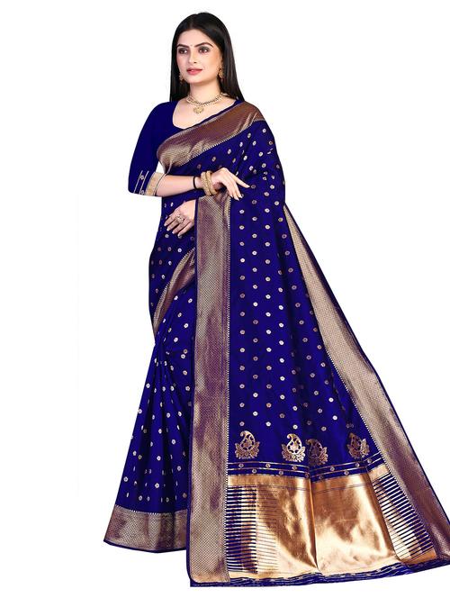 self design banarasi saree with blouse - 19860876 - Very Small Image - 1