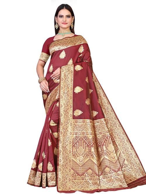 self design woven saree with blouse - 19861315 - Very Small Image - 1