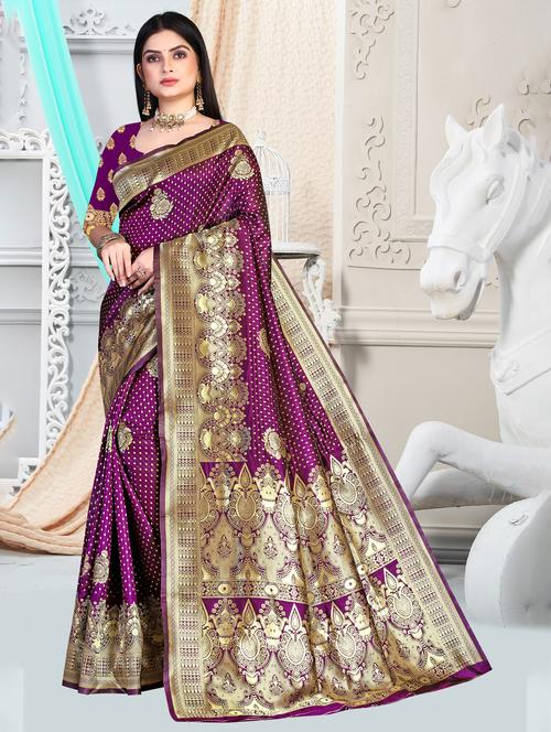 self design woven saree with blouse - 19861459 - Very Small Image - 1