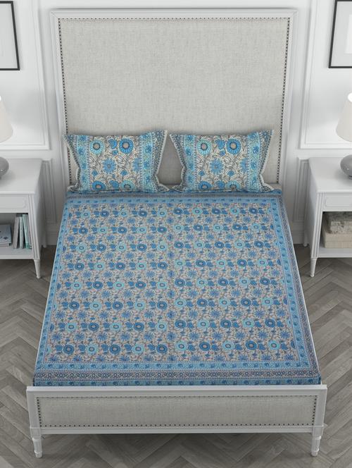 Super King Size Fitted Printed Double Bedsheets With 2 Pillow Covers - 19864040 - Very Small Image - 1