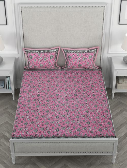 super king size fitted printed double bedsheets with 2 pillow covers - 19864057 - Very Small Image - 1
