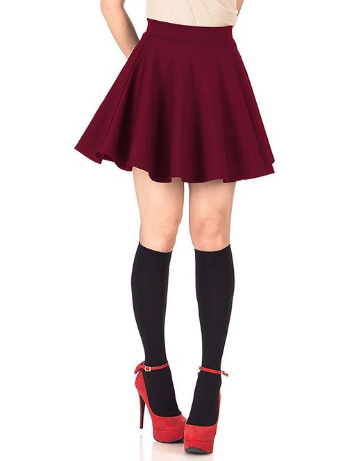 mid rise solid skater skirt - 19865642 - Very Small Image - 1