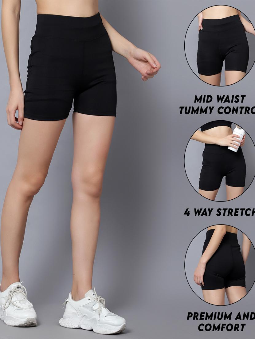 black solid sports shorts - 19865731 - Zoom Image - 4
