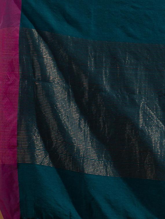 women's self design teal colored saree with blouse - 19866310 - Standard Image - 3