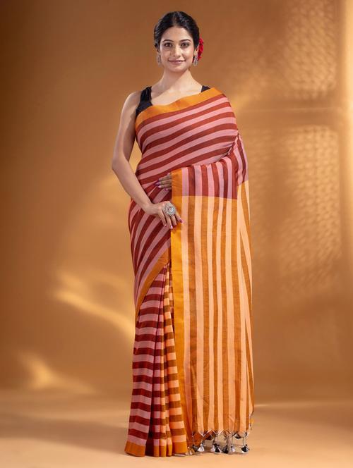 stripes woven saree with blouse - 19866406 - Very Small Image - 1
