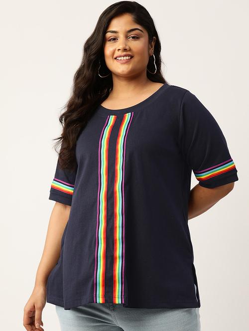 women's striped round neck t-shirt - 19866784 - Very Small Image - 1