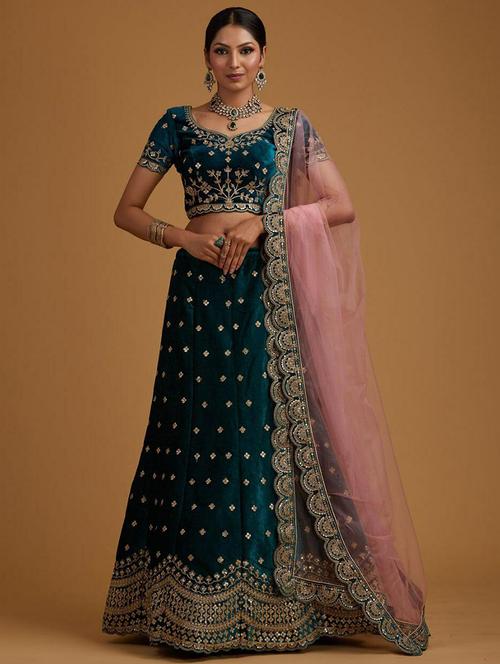 embroidered panelled lehenga choli set with dupatta - 19867361 - Very Small Image - 1