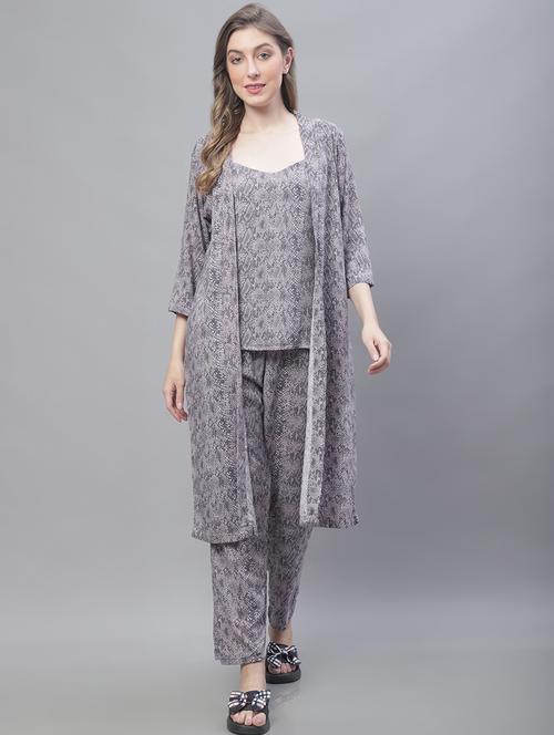 v-neck printed nightwear pyjama set  - 19867442 - Very Small Image - 1