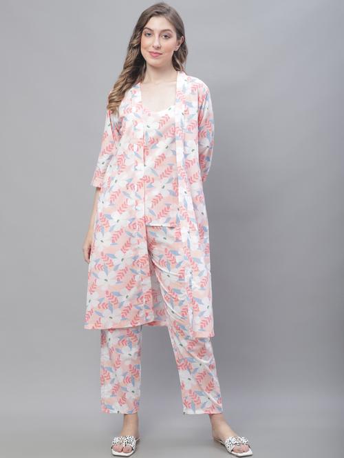 v-neck printed nightwear pyjama set  - 19867449 - Very Small Image - 1
