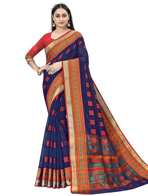 women self design bordered saree with blouse - 19870803 - Very Small Image - 1