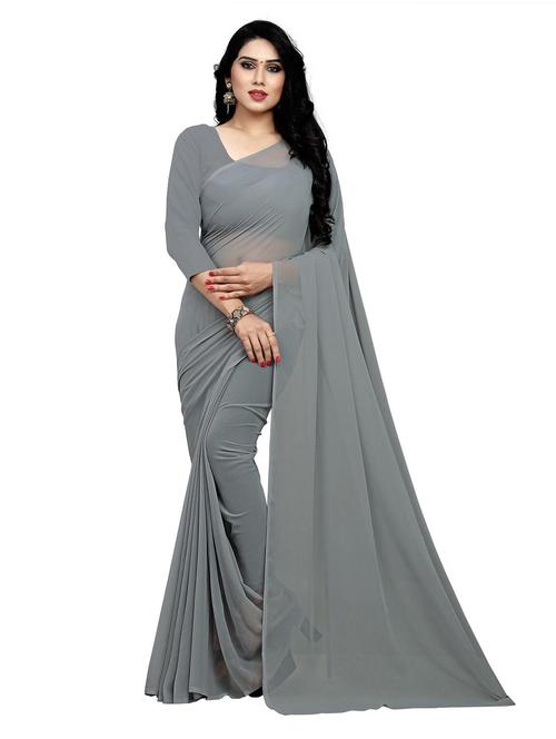 Women Solid Plain Saree With Blouse - 19870861 - Very Small Image - 1