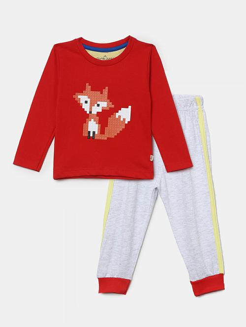 boys red printed full length set - 19872449 - Very Small Image - 1