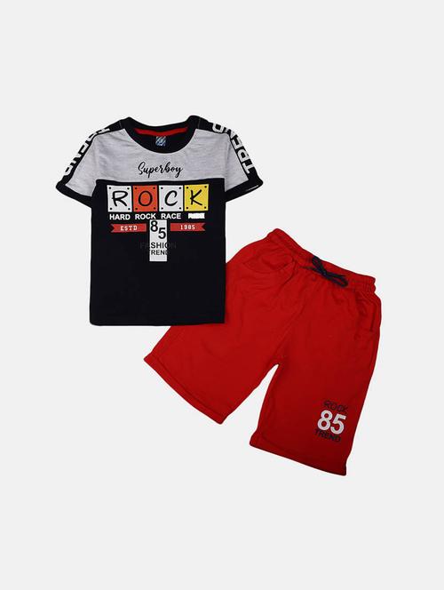 boys printed t-shirt with shorts set  - 19872700 - Very Small Image - 1