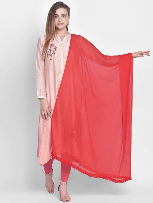 red plain woven dupatta - 19874108 - Very Small Image - 1