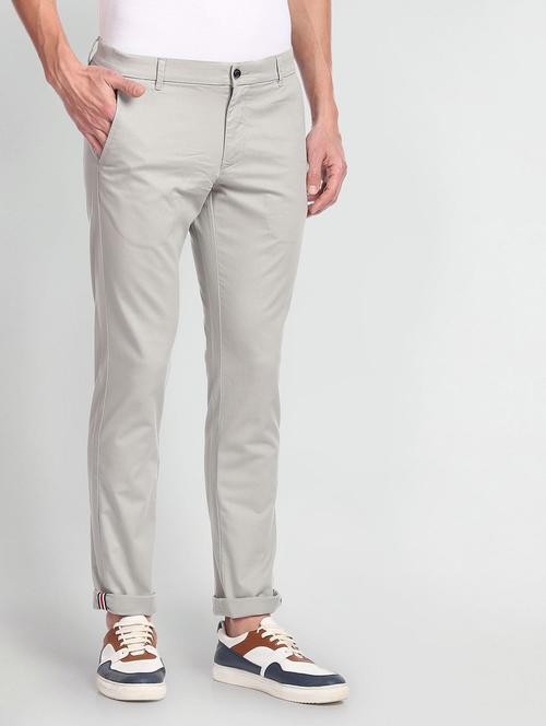 solid cotton flat front trouser - 19876317 - Very Small Image - 1