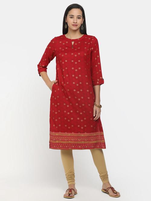 printed cotton straight kurta - 19876563 - Very Small Image - 1