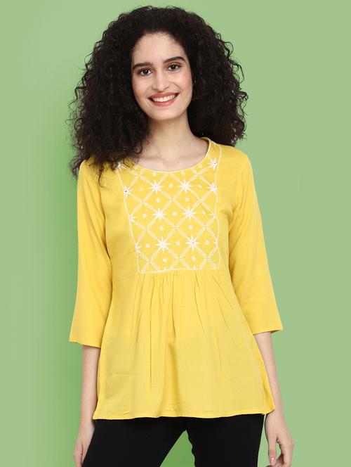 printed rayon straight kurti - 19876611 - Very Small Image - 1