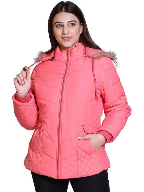 pink solid quilted & padded jacket - 19878233 - Very Small Image - 1