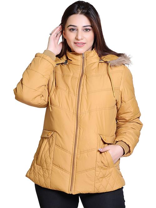 yellow solid quilted & padded jacket - 19878235 - Very Small Image - 1