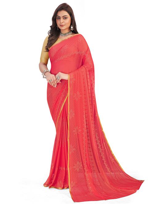 pink jacquard printed saree - 19879183 - Very Small Image - 1