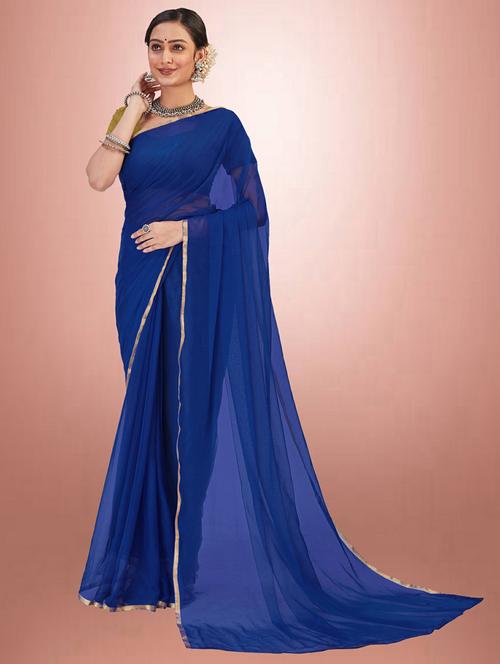 dark blue jacquard plain saree - 19879313 - Very Small Image - 1
