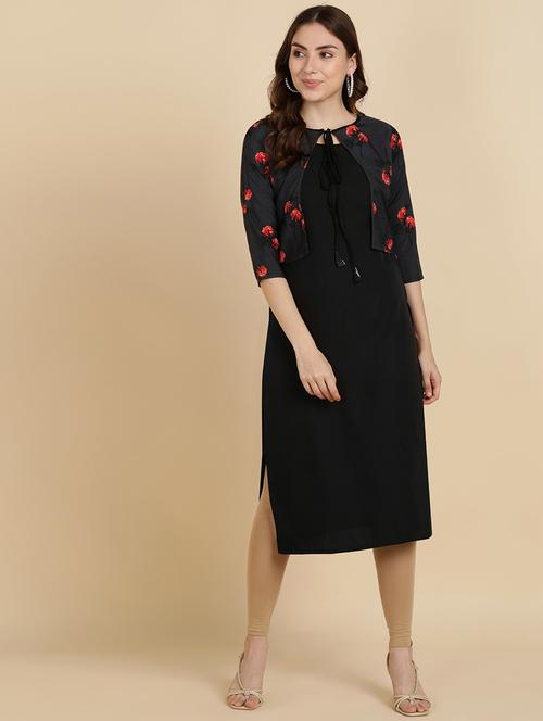 round neck printed kurta jacket set - 19882043 - Very Small Image - 1