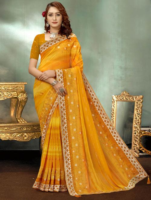 printed woven saree with blouse - 19882866 - Very Small Image - 1