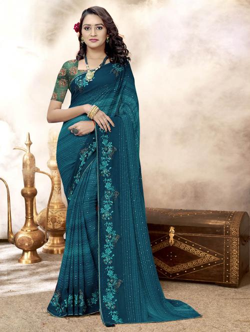 women's embroidered saree with blouse - 19882869 - Very Small Image - 1