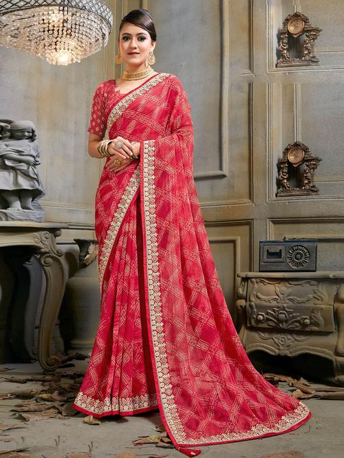 printed woven saree with blouse - 19882900 - Very Small Image - 1