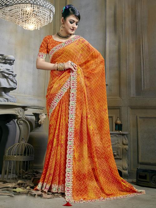 embroidered border woven saree with blouse - 19882905 - Very Small Image - 1