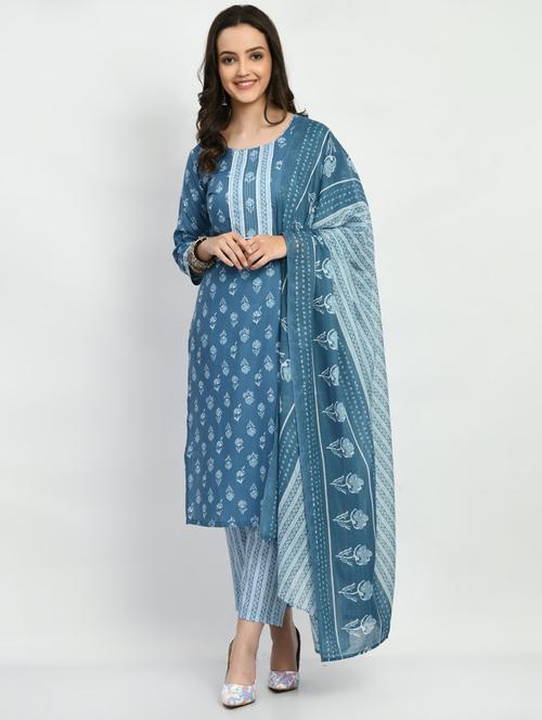printed kurta pant with dupatta set - 19883768 - Very Small Image - 1
