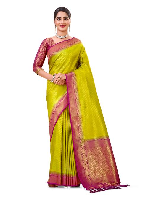 women's self design green colored saree with blouse - 19885423 - Very Small Image - 1