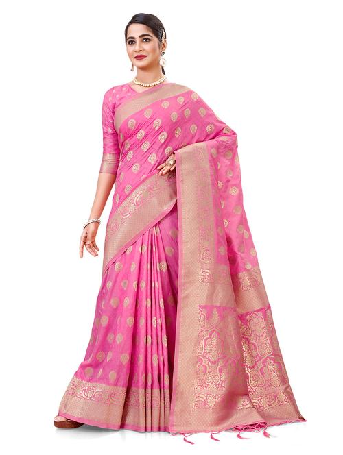 self design bordered saree with blouse - 19885428 - Very Small Image - 1