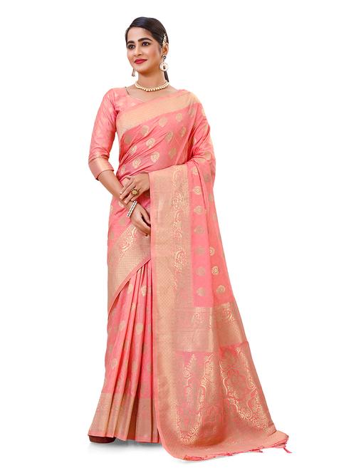 self design bordered saree with blouse - 19885429 - Very Small Image - 1