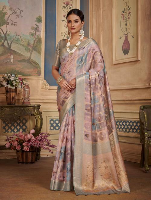 women's printed multi colored saree with blouse - 19885452 - Very Small Image - 1