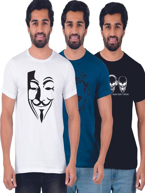 round neck printed t-shirts combo - 19885509 - Very Small Image - 1