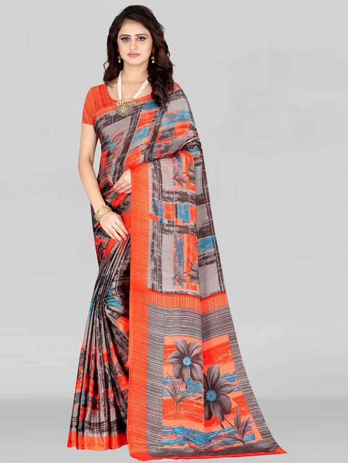 women's printed multi colored saree - 19886080 - Very Small Image - 1